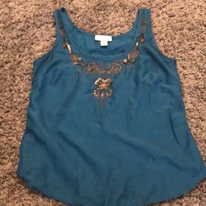 Cotton Silk blend tank with beautiful neck decor